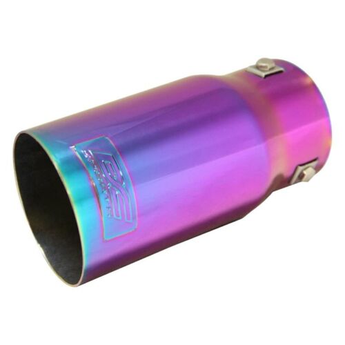 Exhaust Tip Stainless Steel Round Non-Resonated Angle Cut Bolt-On Chameleon