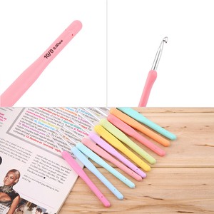 10-Multicolour-Soft-Grip-Aluminium-Crochet-Hooks-Needle-Set-Knitting-Stitches-JG