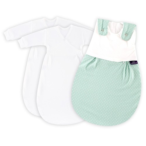 Set Pünktchen mint Größe 68//74 NEU Träumeland Babyschlafsack LIEBMICH 3tlg
