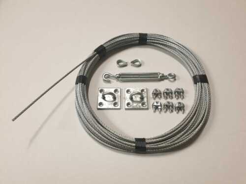 4mm Kit De Cuerda Catenaria Alambre Galvanizado Con Accesorios X2 Ojo en placa y 