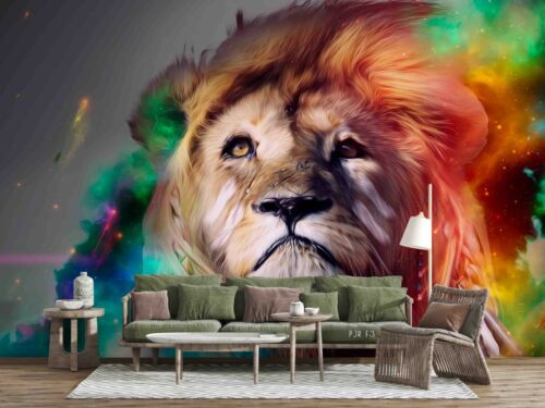 3D Lion Watching Self-adhesive Removeable Wallpaper Wall Mural Sticker 73