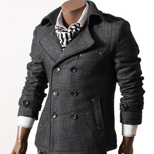 veste noir gris GL fashions men/'s smart casual trench coat