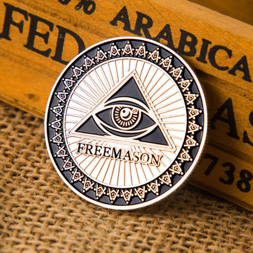 Masonic Freemason Silver Plated Commemorative Coin Token Collectible PhysicalVG