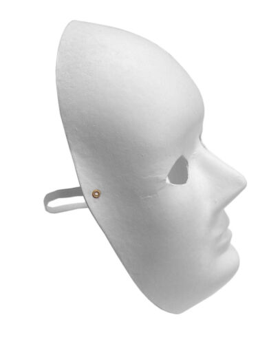 Plain White Cane Fibre Face Mask Biodegradable Fancy Dress Paper Mache Lot 7073