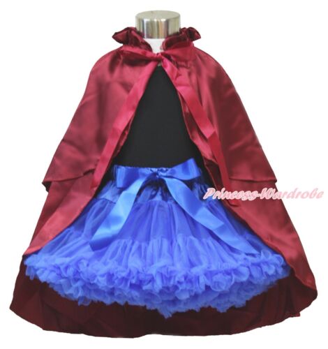 Princess Anna Black Pettitop Royal Blue Pettiskirt Wine Red Costume Cape 1-8Y