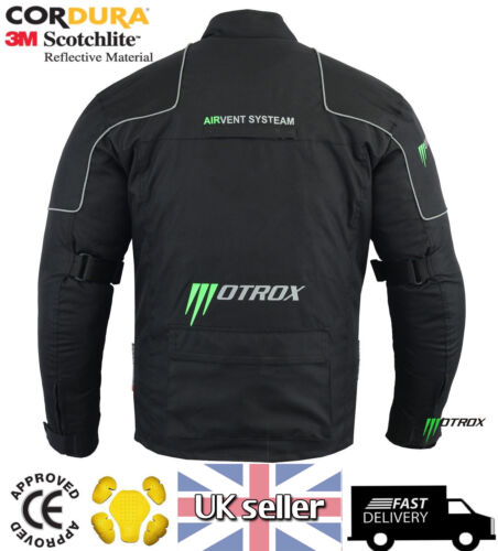 Motrox Motorcycle Motorbike  Waterproof Textile Black CE Armoured Jacket
