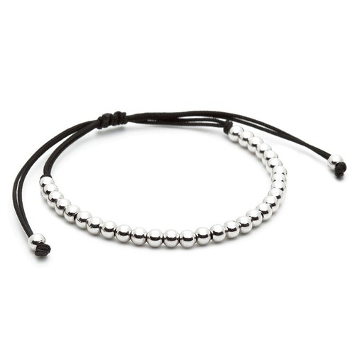 Men/'s Braided Macrame Bracelet 18k White Gold Plated Balls Beaded Anil Arjandas