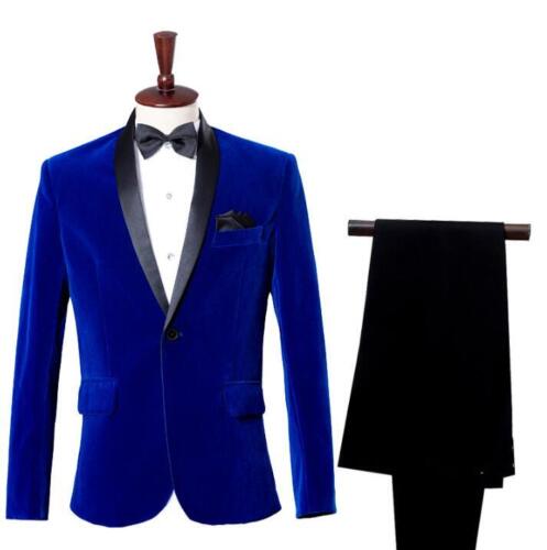 Mens Blazer Suit Casual One Button Wedding Business Formal Jacket Coat Pant 2Pcs