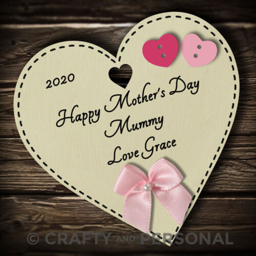 Personalised Happy Mothers Day gift plaque heart keepsake for Mummy Grandma