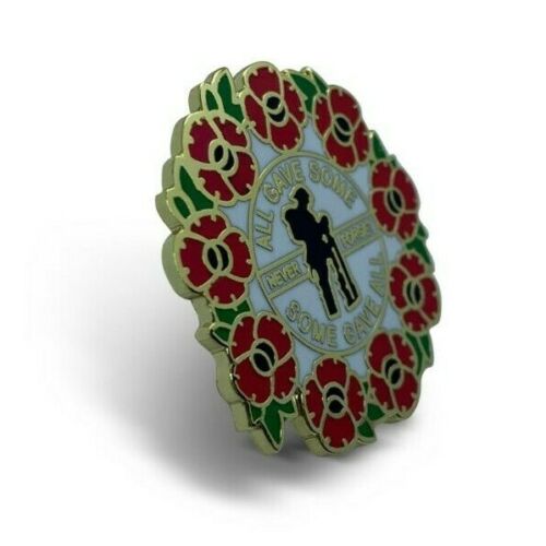 Red Poppy Badges Pin Lapel Enamel Crystal Brooch NEU