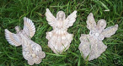 3 angel fairy plastic molds plaster cement casting fairies moulds 5" x 4" x 1/4" 