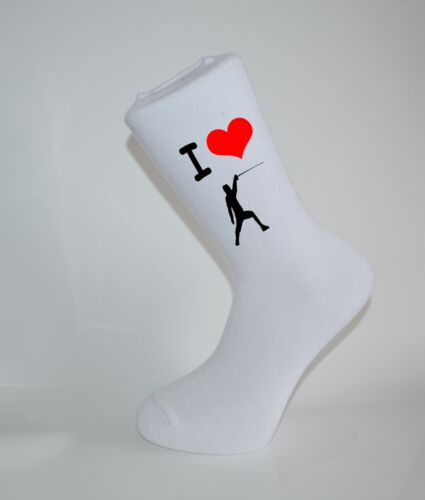 Great Socks for the sportsman I Love Fencing White Socks