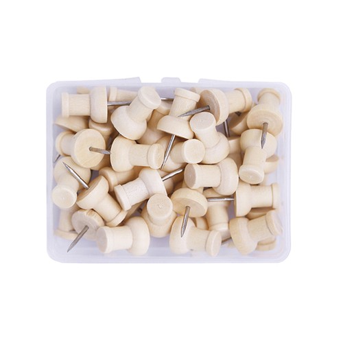 40 Stück Holz Push Pins Pinnnadeln Pinnwandnadeln Kork für Pinnwand
