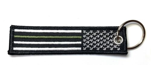 Military veteran Thin Green Line USA Flag Key Chain Key Tag