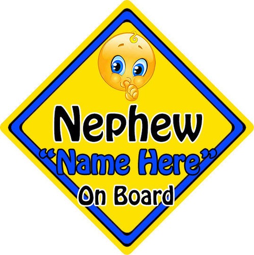 Personalised Child//Baby On Board Emoji Car Sign ~ Nephew On Board