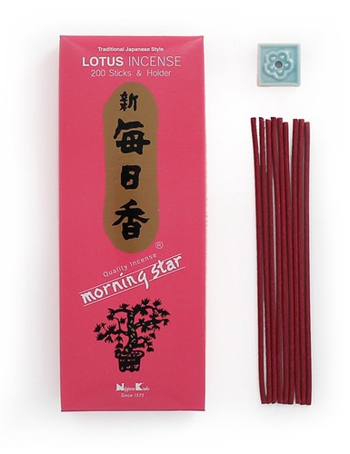 NIPPON KODO Morning Star Incienso Japonés LOTUS 200 varillas+puerta-incienso