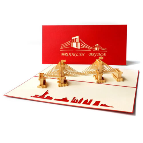 3D Pop Up Greeting Card Handmade Wedding Valentine Birthday Card Brooklyn Bridge