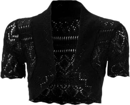 Women Crochet Knitted Short Sleeve Ladies Bolero Cardigan Top Shrug 8 10 12