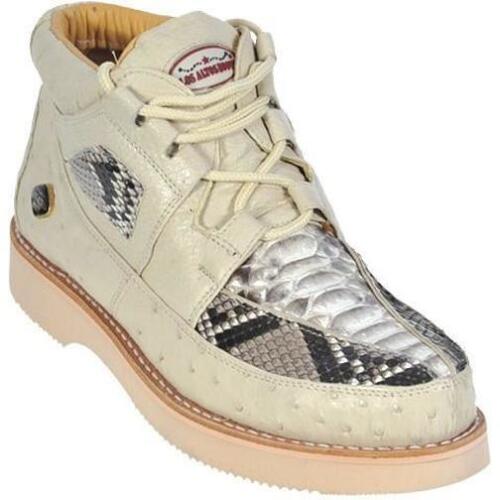 Los Altos Genuine WINTER WHITE Python Snake Ostrich Casual Shoes Lace Up EE