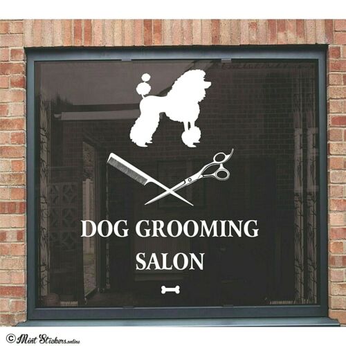 Dog Grooming Salon Window Sticker Pet Styling Wall Shop Signs Transfer Animals 