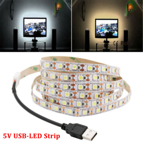 DC5V USB LED strip 5050 Warm white Flexible Light 0.5M-5M TV Background Lighting 