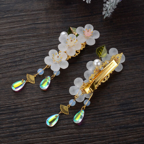 Details about   2x Retro Chinese Tassel Hair Clip Girl Flower Barrette Alloy Chignon Hairpin 