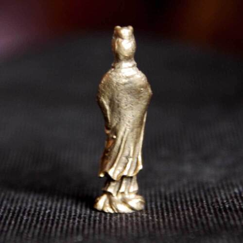 Guan Yin Chinese God Lucky Amulet Brass Statue Figurine