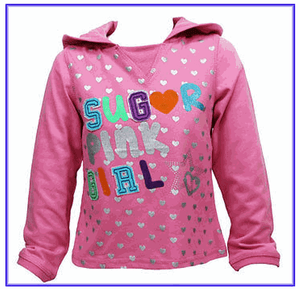NEW GIRLS SUGAR PINK Long Sleeve Hooded T-Shirt Top BNWT