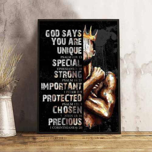 God Says You Are Poster Black King Wall Art Decor Poster Print Classic 24x36
