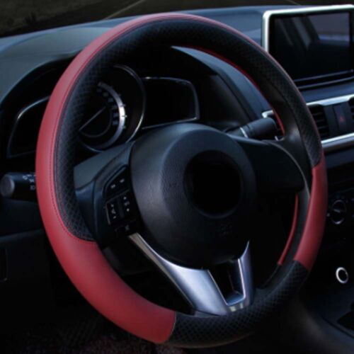 15" Leather Car Protect Sleeve Colorful Embossing Steering Wheel Cover Universal