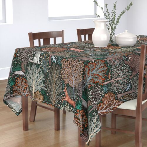 Tablecloth Deer Forest Woodland Trees Tree Fall Woods Cotton Sateen