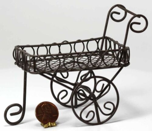 Dollhouse Miniature Aged Metal Garden Cart by Darice