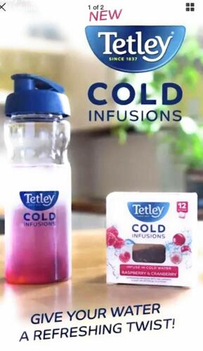 Tetley froid aromatisé eau infusions Fruits Mélangés enveloppes Framboise Cranberry