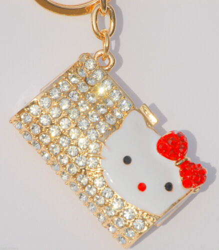 Hello Kitty Bag Keyring Diamante Rhinestone Charm Ladies Bling Handbag Bargain 