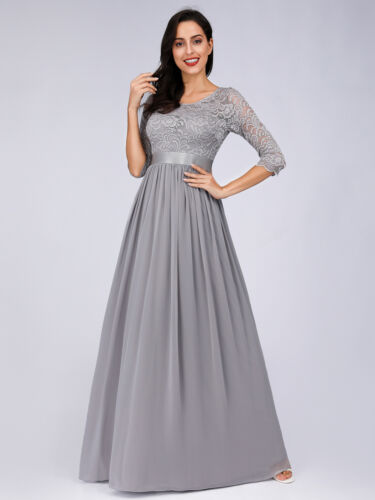 UK Ever-Pretty Lace Formal Long Eveinng Bridesmaid Dress Chiffon Ball Gown 07412 