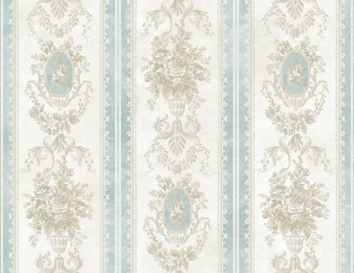 Vintage Cameo Stripe Wallpaper in Classic Blue VC91002 from Wallquest