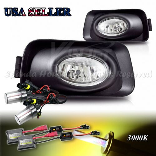 Details about  / FOR 03-06 ACURA TSX CLEAR LENS USA FOG LIGHTS ASSEMBLIES+3000K SLIM AC HID KIT