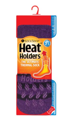 37-42 5-9 US Donna Originale Heat Holder Calzini Antiscivolo Viola a Righe 4-8 UK