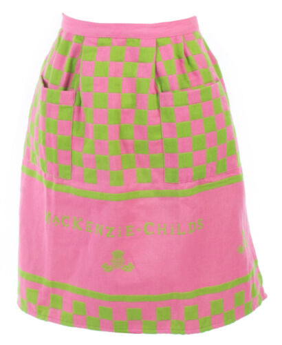 Mackenzie-Childs Pink & Green Hostess Apron 18" x 21" Handmade In India