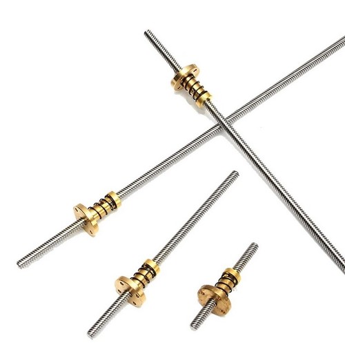 Anti-Backlash Nut 3D Printer 8mm T8x2 Lead Screw 200-500mm Trapezoidal Acme Rod