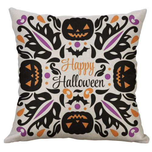 18" Halloween Owl Cushion Cover Cotton Linen Pillow Case Sofa Home Decor 