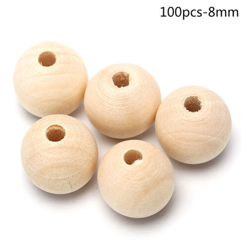 Round Wood Spacer Bead Natural Unpainted Wooden Ball Beads DIY Craft Jewelry  PP 