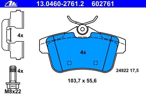 PEUGEOT 3008 5008 ATE Dischi Freno 268mm PASTIGLIE POSTERIORE CITROEN c4 ds4 ds5
