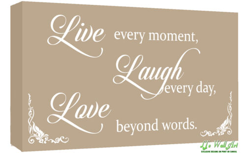 A2 sizes Beige Live Laugh Love Quote Canvas Wall Art  Picture Print A1