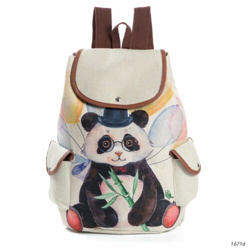 Casual Linen Backpacks Women Animal Print School Colorful Shoulder Travel Bag 