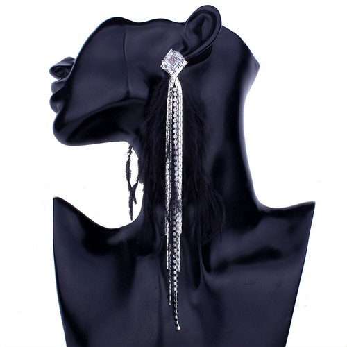 Élégant Femme Plume Tassel Long Dangle Crochet bohème Diamant Boucles D/'oreilles Bijoux