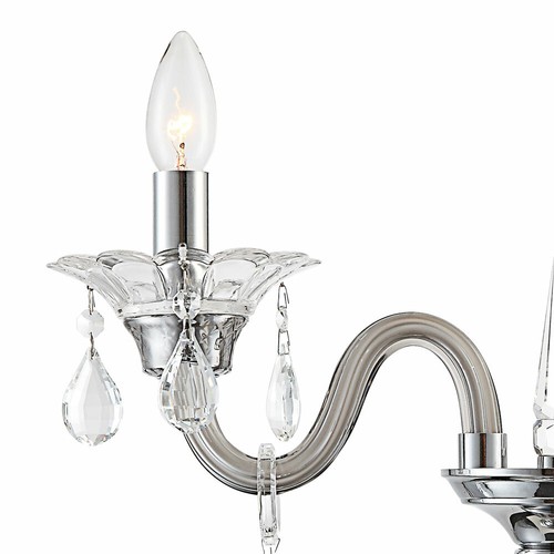 LED Vintage Kerzen Ständer Tisch Lampe chrom Beistell Kristall Lese Leuchte Glas