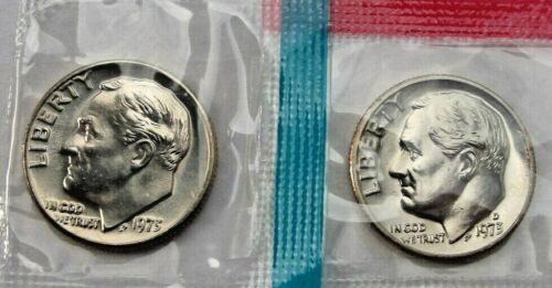 1973 ROOSEVELT DIME SET   BOTH  P & D MINTMARKS IN MINT CELLO   FREE SHIPPING