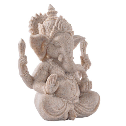 1pc Sandstone Ganesha Elephant Hand Carved Hand Carved Ornaments Table