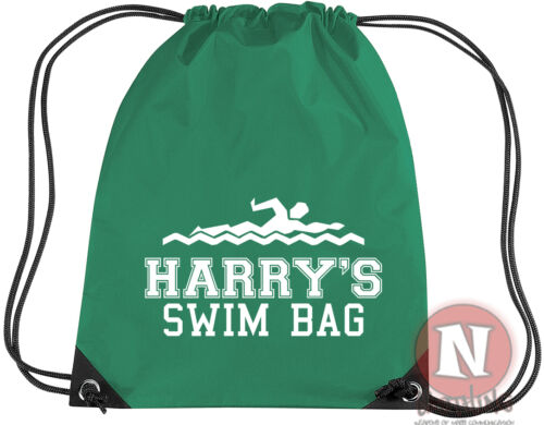 Drawstring PE school Personalised swimming sports kit bag add child's name 